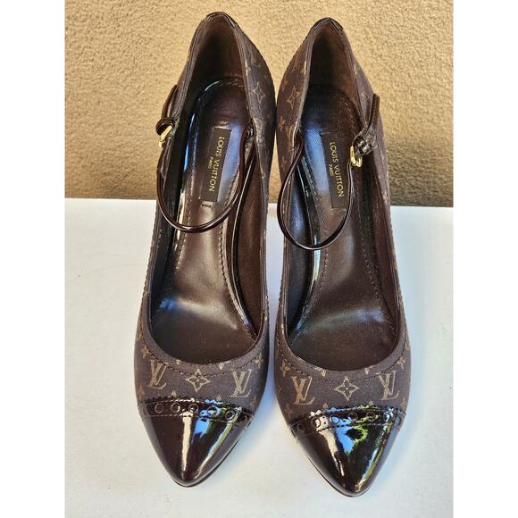 Louis Vuitton Brown LV Monogram Nylon Pumps 37 sz - Picture 9 of 15